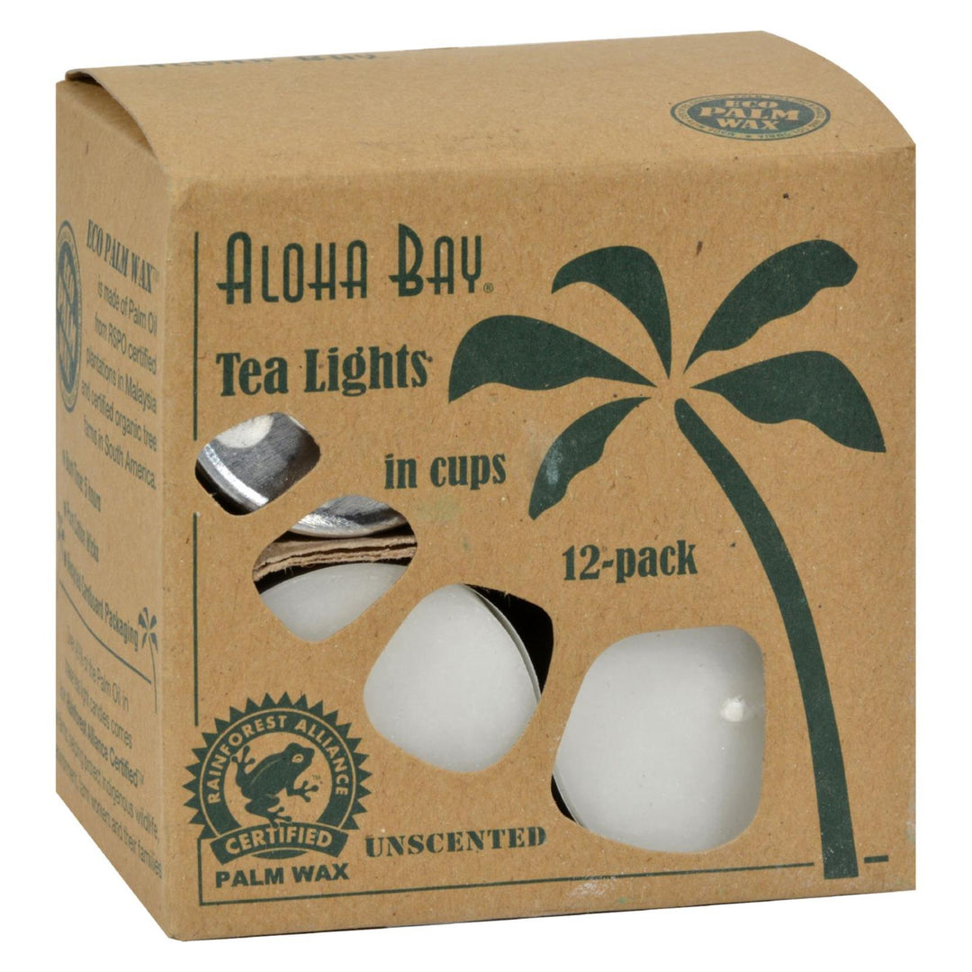 Aloha Bay - Palm Wax Tea Lights With Aluminum Holder - 12 Candles - Maras Green